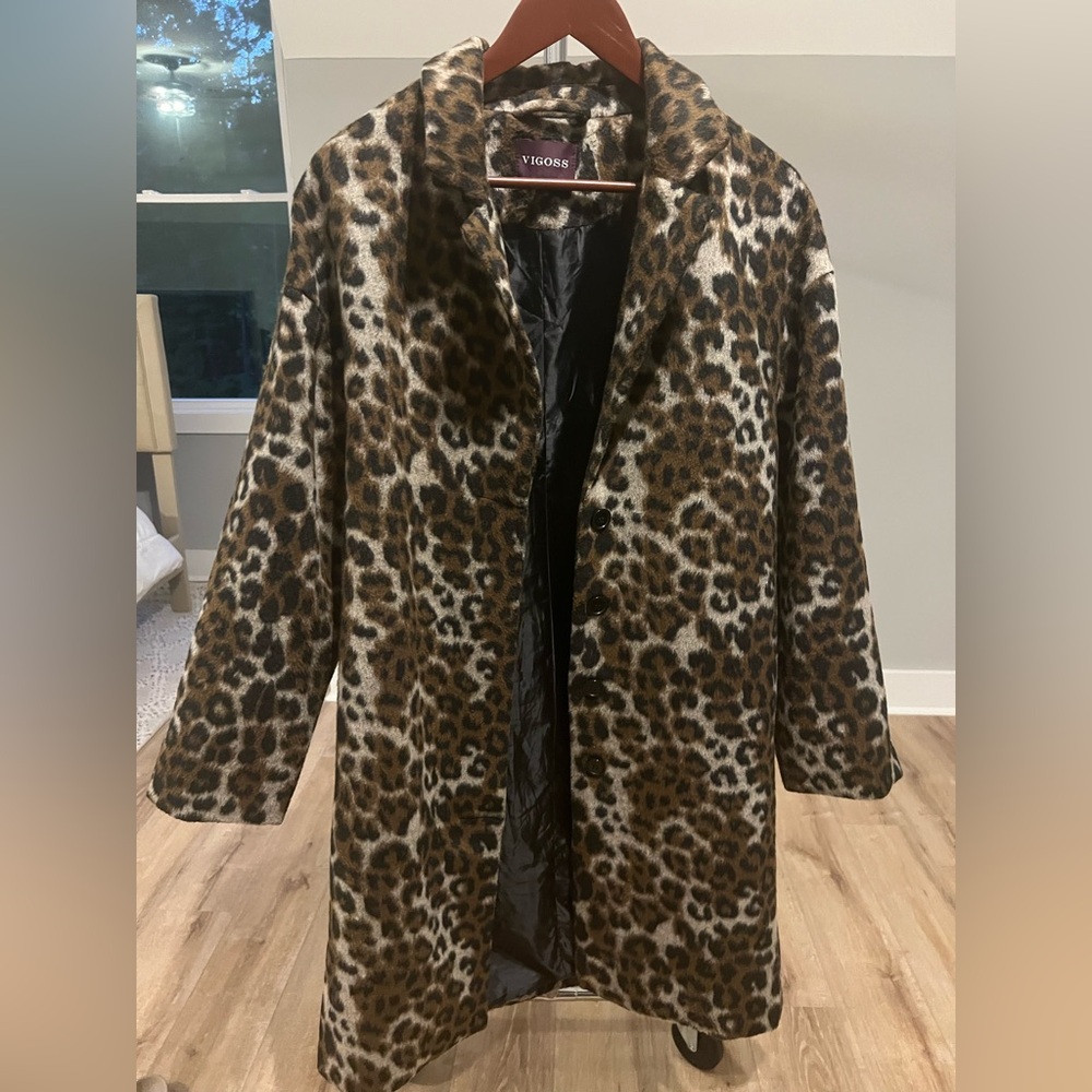 Vigoss Women's Brown Leopard Teddy Jacket